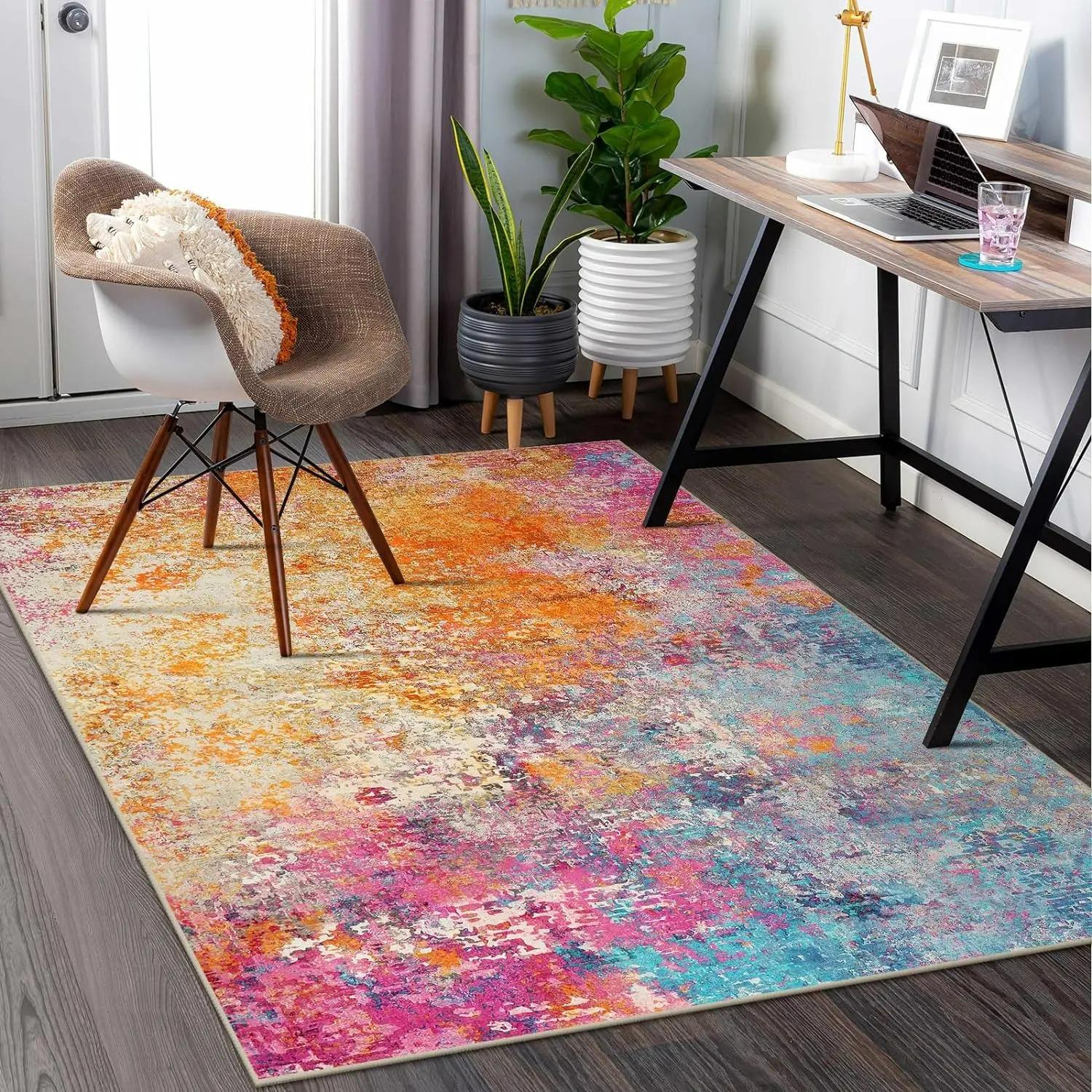 

Красочные Устойчивые к Пятнам Ковры для Гостиной Спальни Украшение Современные Абстрактные Диванные Кофейные Столики Зональные Коврики Домашний Напольный Коврик 40x60cm