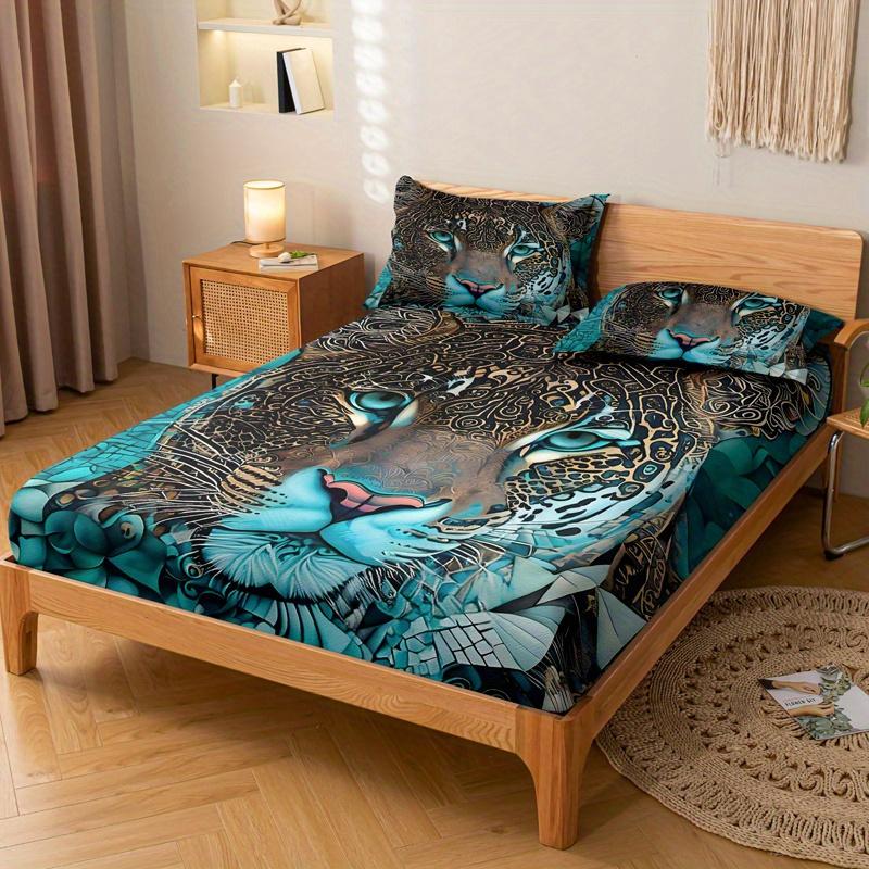 Set of Bed Shets Leopard Patern Soft plus Comfortable Beding Set for Bedrom Guest Rom plus Dormitory Decoration