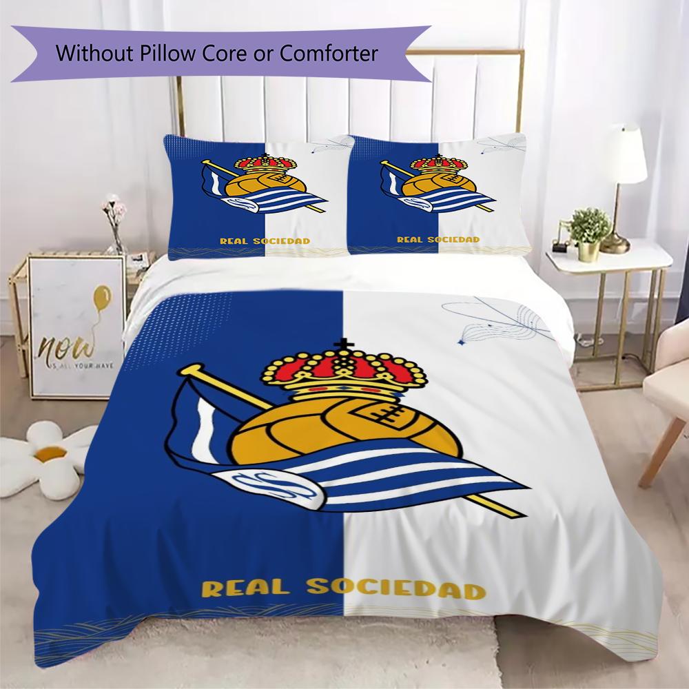 Set Copripiumino Trapuntato con Fantasia Real Sociedad Copripiumino Federa Decorazione per la Casa Regalo di Compleanno (1 * copripiumino + 2 * federe senza imbottitura)