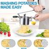 Stainless steel potato masher with silicone handle, potato press, potato purer, with interchangeable mesh
