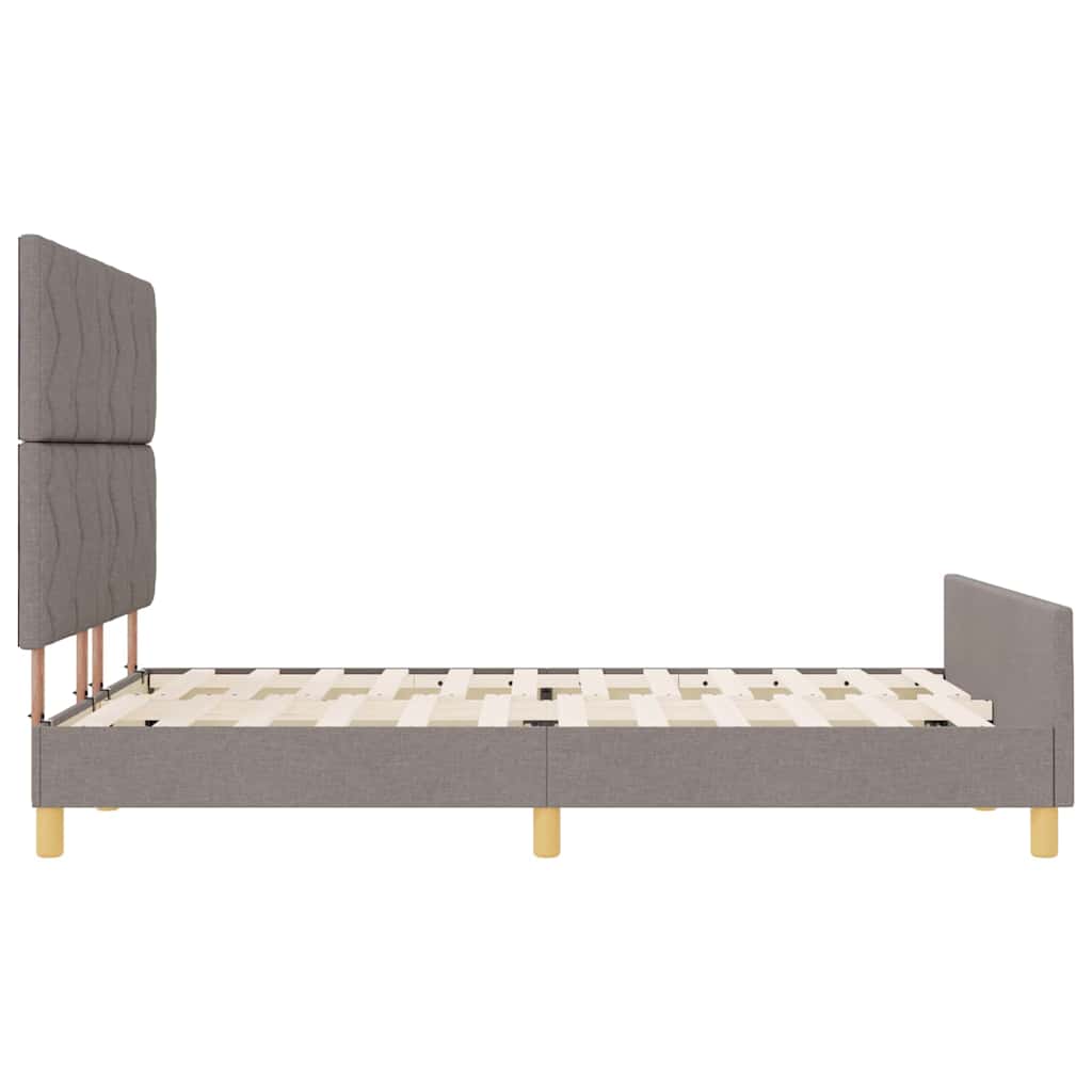 Bed Frame with Headboard Taupe 140 X 190 Cm Fabric