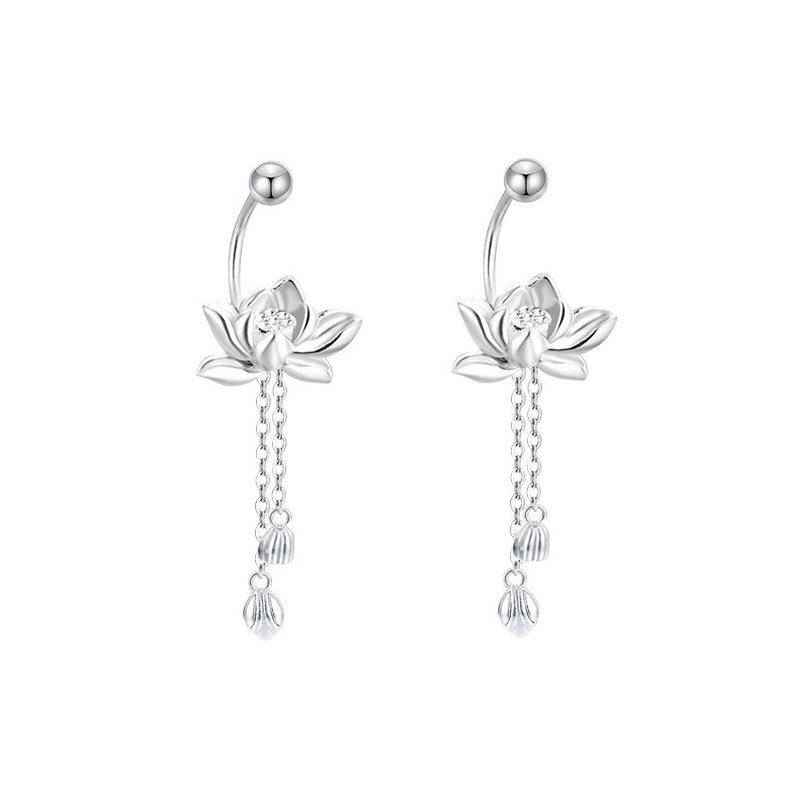 Yi Xuan Elegant Floral Tassel Earrings - Retro Lotus Bead Design