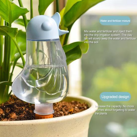 Bird Self Watering Spikes Clear Bird Bulb with Terracotta Spike Automatic Watering Spikes Plant Watering Device for Houseplants Outdoor Potted Plants