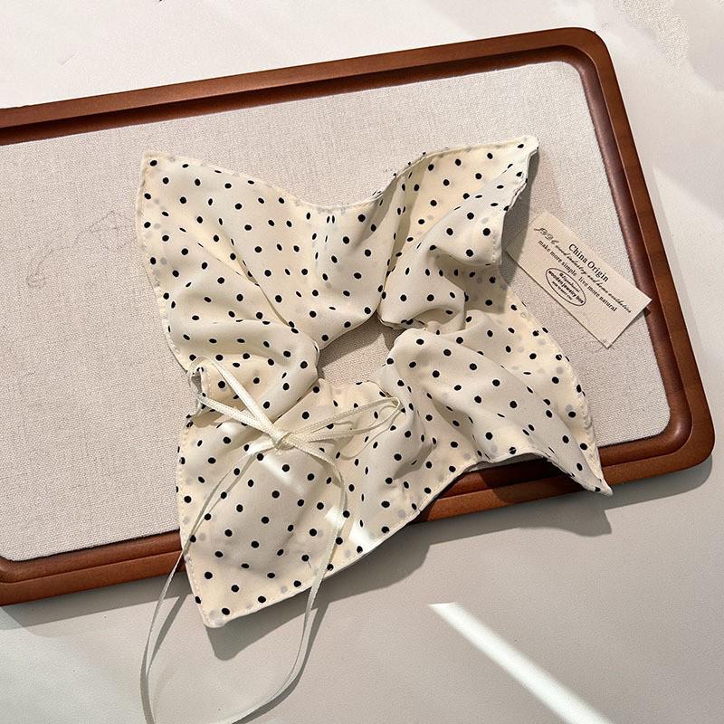 French Cherry Heart Hair Tie - Elegant Large Square Ponytail Holder