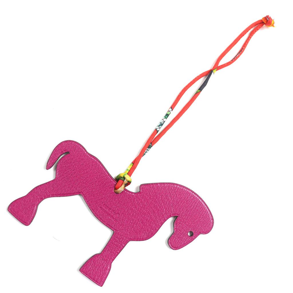 Excellent HERMES Bag charm Petit Ash Elmy Horse Leather Brown Violet Handbag  Used