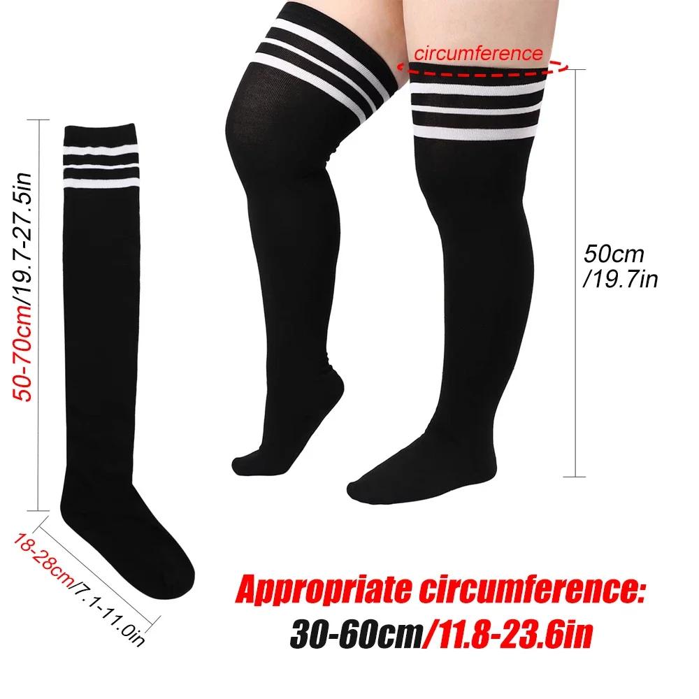 1 Paio Calze Autoreggenti Taglie Forti da Donna Extra Lunghe a Righe Spesse Sopra il Ginocchio per Cosce Spesse Scaldamuscoli