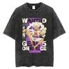 Japanese Anime One Piece Washed Tshirt Summer New Pure Cotton Unisex Gear Fifth Luffy Pattern Shortsleeved Loose YK Shir
