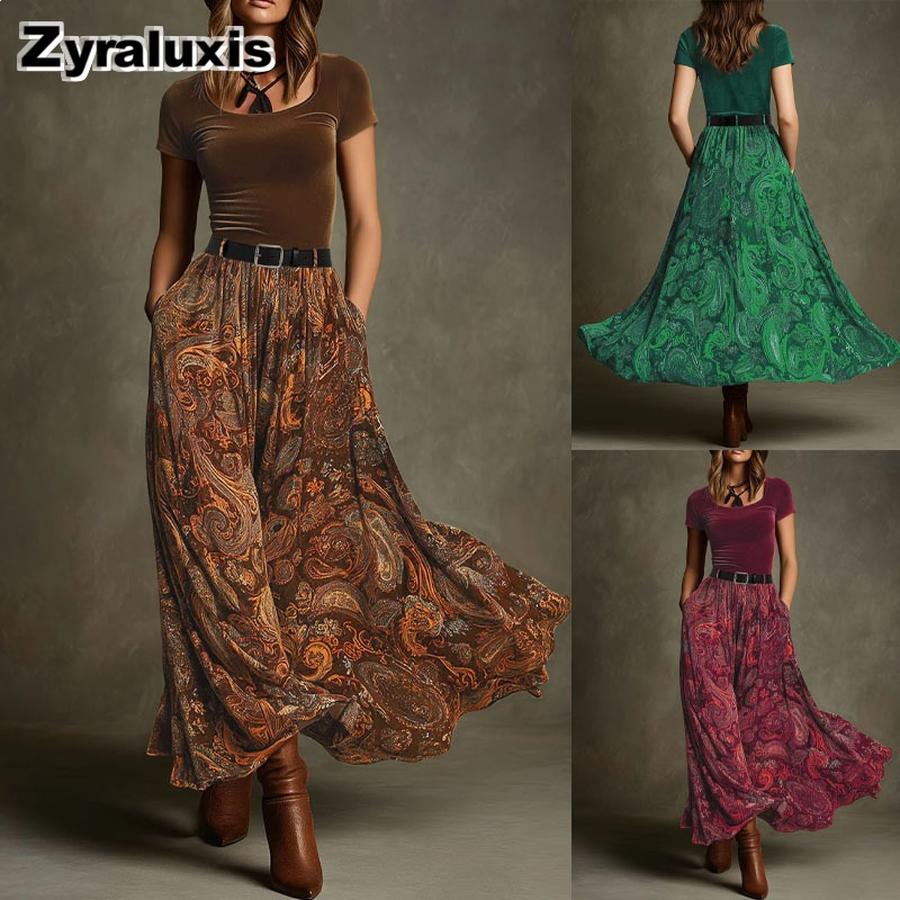 Plus Size Vintage Velvet Paisley Overalls Elegant Dress Women's Maxi Gown