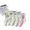 Cartoon Socks Medium Tube Socks Tide Spring And Autumn Cute College Style Bow Polka Dot Puppy Striped Socks