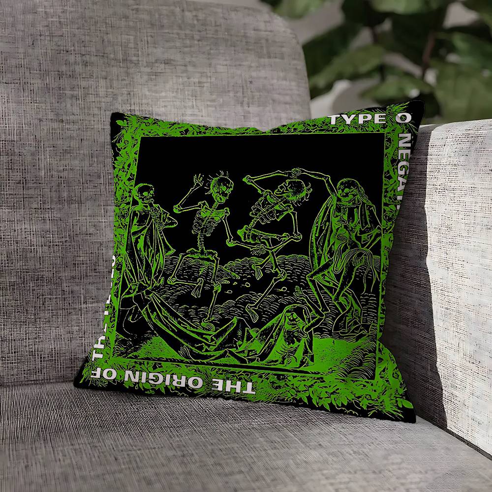 Green T-Type O N-Negative Pillow Case For Sofa Decor Car Office Room Printing Cushion Cover Decorations and Protector