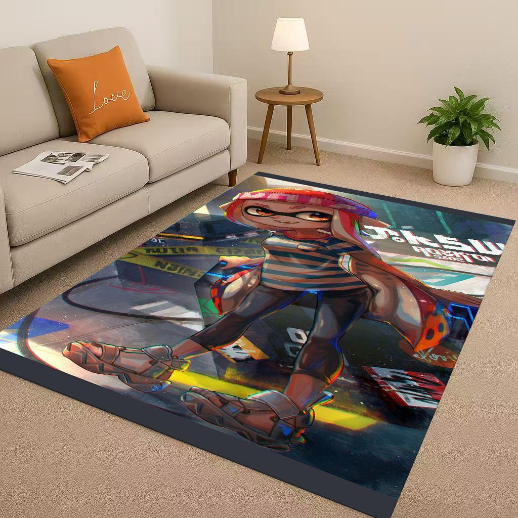3D Splatoon Game Cartoon Living Room Non Slip Area Rug Soft Carpet for Bedroom Playroom Sofa,Easy Clean Home Decor Doormat