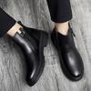 Nouvelles Bottes Chelsea pour Homme à la Mode Noir Mi-Hautes Chaussures Décontractées Fait Main Cuir Véritable Bottines Homme Bottes Chaudes d'Hiver