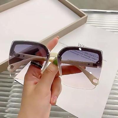 Oversized Sunglasses Man Woman Fashion Rimless Vintage Square Sun Glasses Eyewear Luxury Brand Design UV400 Female Shades