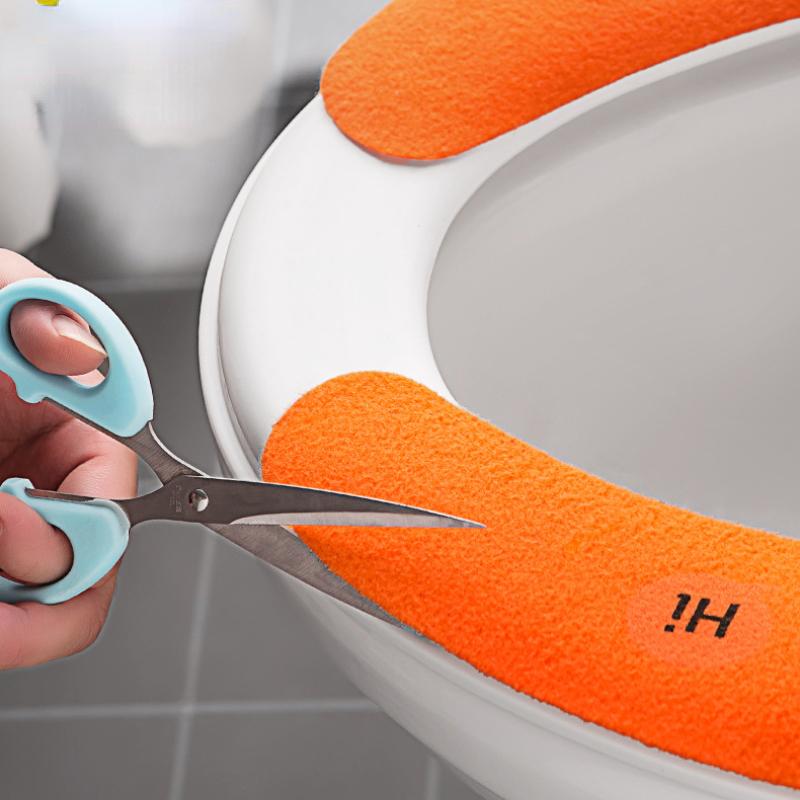 2Pc/set Universal Toilet Seat Cover Soft WC Paste Toilet Sticky Seat Pad Washable Bathroom Warmer Seat Lid Cover Pad Cushion