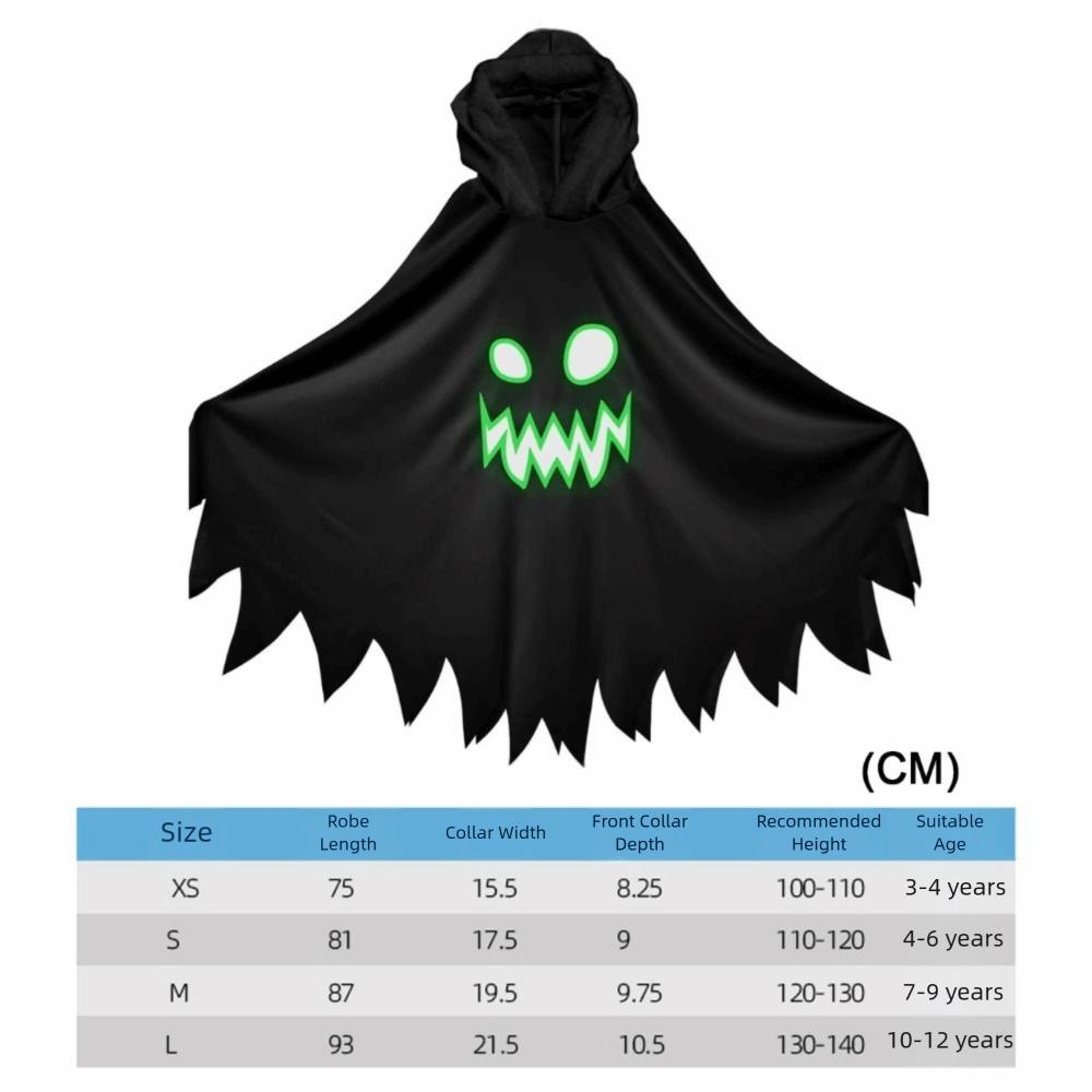 Ghost Face Design Halloween Costume White Black Party Dress-Up Costume Kids Cosplay