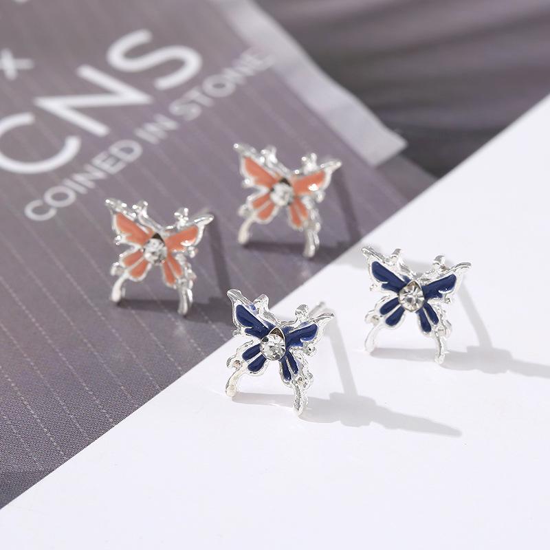 Korean Fashion Butterfly Rhinestone Stud Earrings - Elegant and Trendy