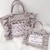 Japanese Forest Bow Handbag: Women's Ruffle College Style with Badge Pin