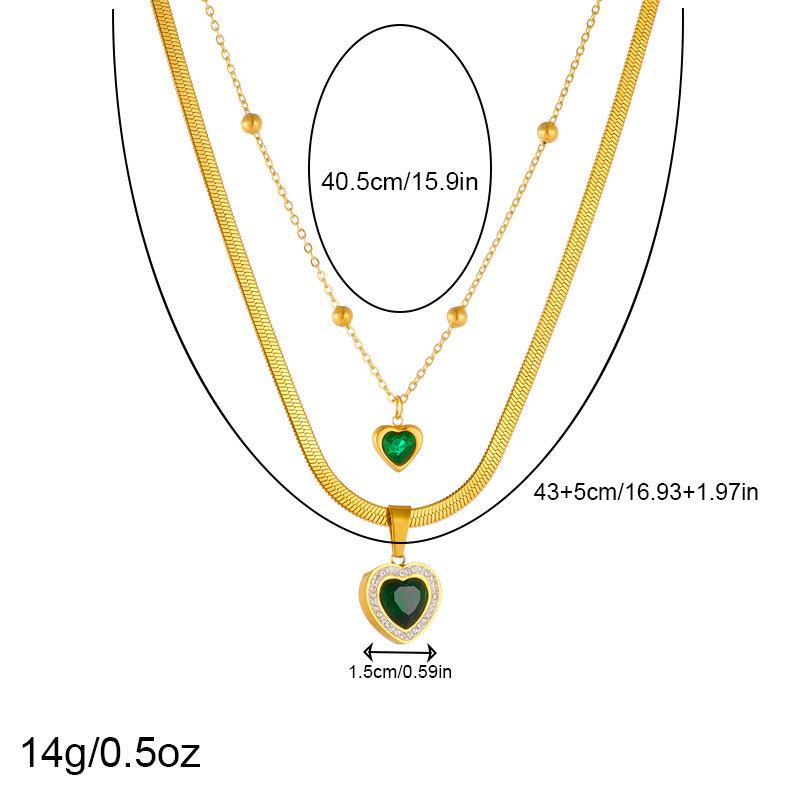 Smaragdgrön Ormbenskedja Hängsmycke Halsband - Titanstål Damset