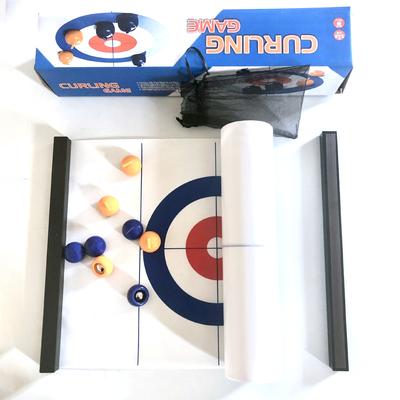 Stolní mini curlingová herní sada Rodinná zábava deskové hry Shuffleboard puky s 8 válečky
