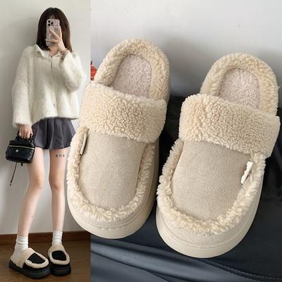 Mode Maison Pantoufles Chaussures à semelles épaisses Chaussures d'hiver Pantoufles Femmes 2024 Rétro Hiver Pantoufles Femmes Semelle épaisse Femmes Chaussures