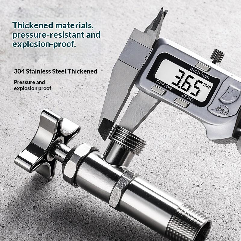1 Set Thickened Triangle Valve For Hot And Cold Water Stainless Steel Bathroom Quick Opening Triangle Valve Faucet Accessories