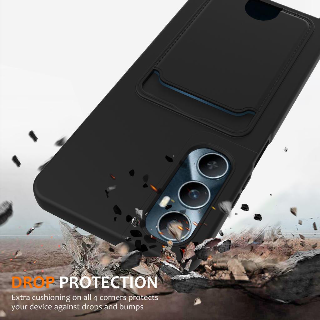 For Realme C65 4G Case Liquid Silicone Card Holder Back Phone Cover with Lanyard