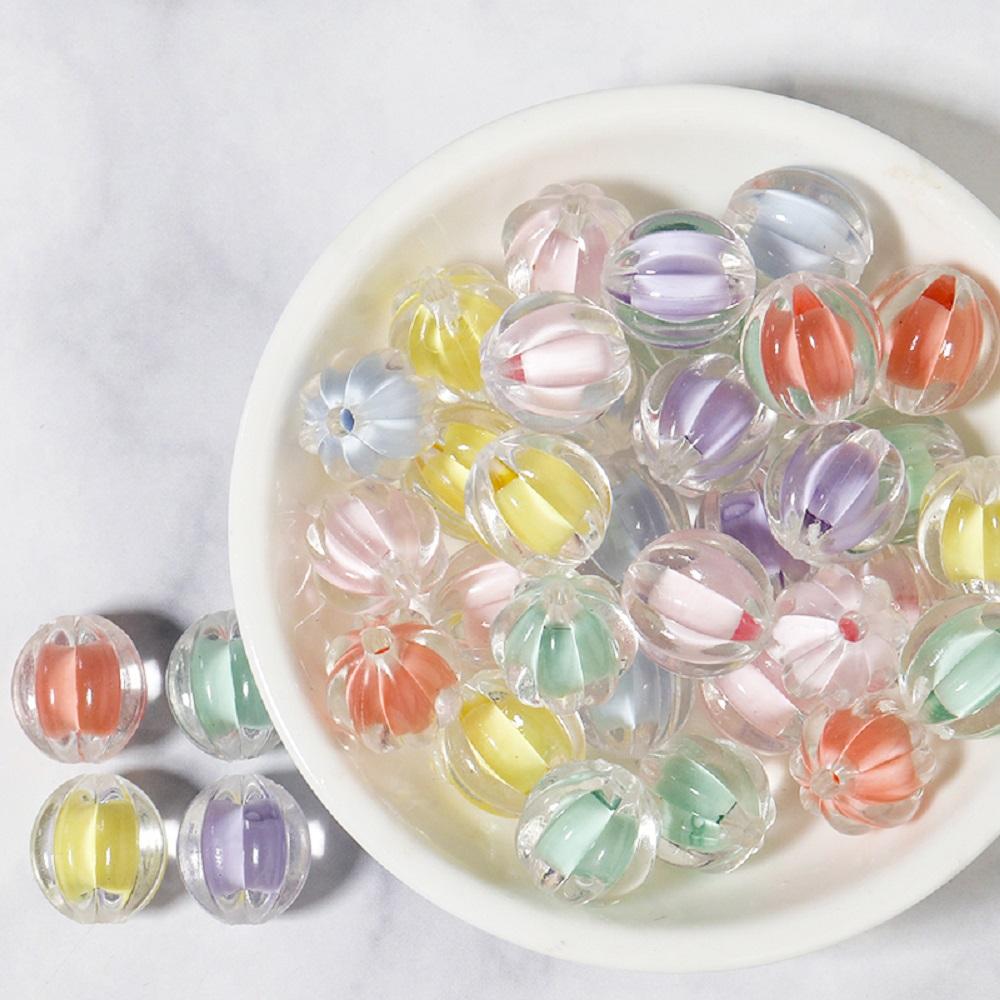 50pcs/lot Colored Acrylic Round Beads Loose Spacer Star Flower Pumpkin Bead For Girls DIY Charm Jewelry Making Bracelet Necklace