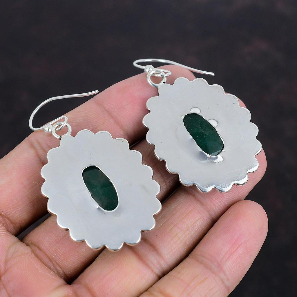 Faceted Zambian Emerald Earring 925 Sterling Silver Earrings Unique Design Jewelry Original Gemstone Earrings Gifts For Her Handmade Jewelry