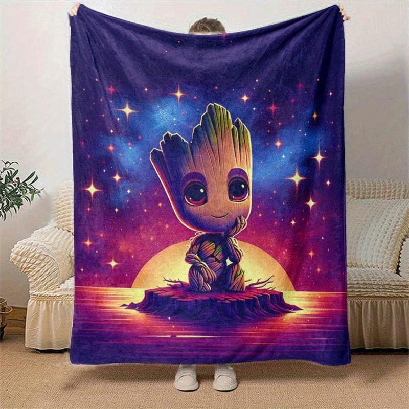 1pc Groot Printing Blanket - Soft, All-Season Throw for Office Blanket, Personalized Gift with Adorable Cartoon Design