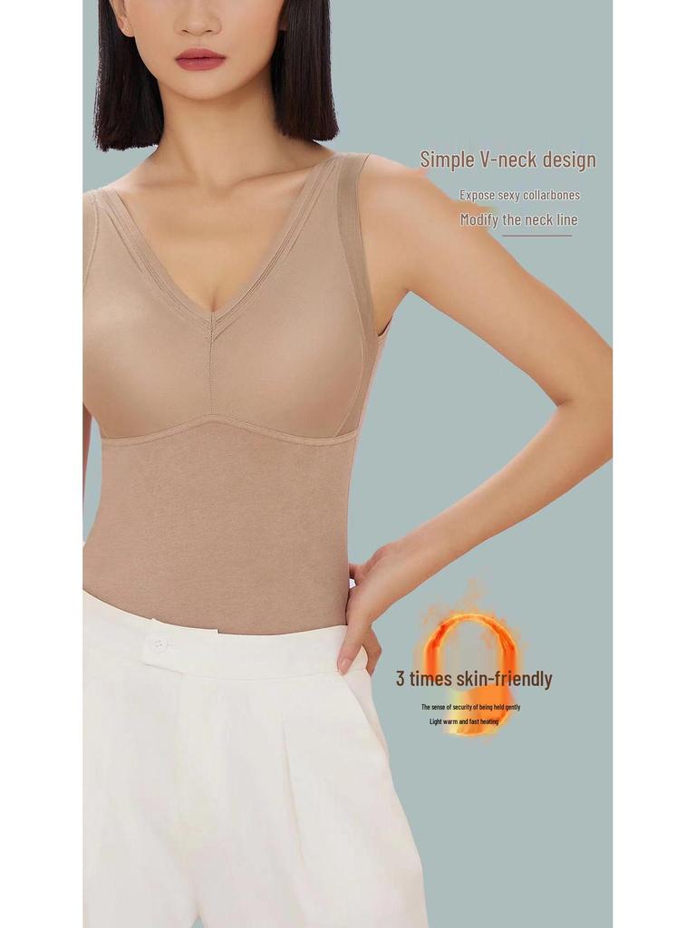 Women's Seamless Quick-Warm Sleeveless Vest with Puffed Wool and Silk