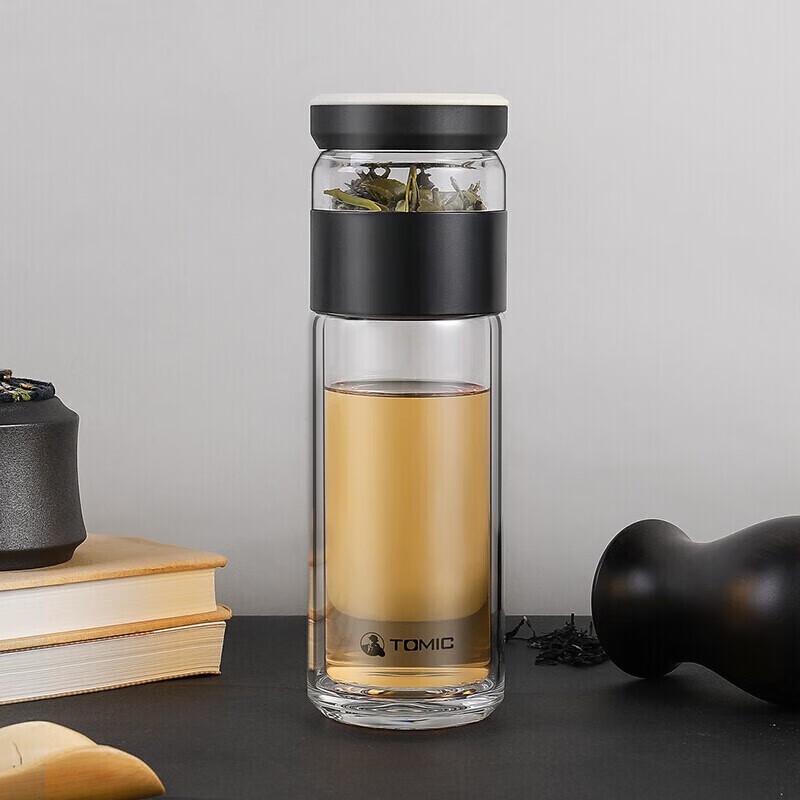 TOMIC Double Layer Tea Water Separation Glass Cup