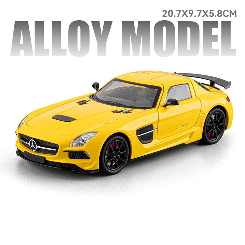 1:24 Scale SLS 300SL Sports Car Toy Model Sound Light Pull Back Doors Opened Miniature Vehicles Models Ornament Gifts for Kids
