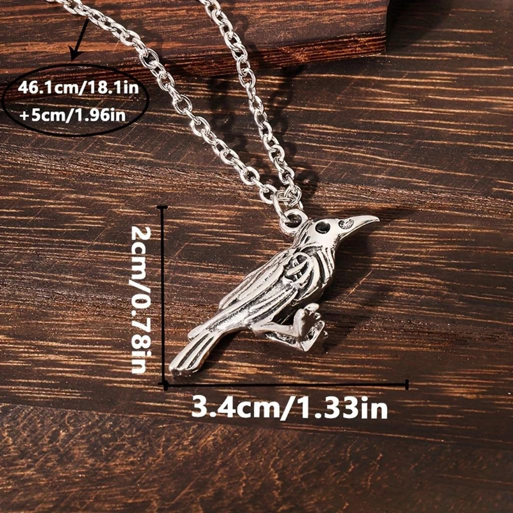 Punk-Stile Krähen-Anhänger Halskette Vintage Gothic Designs Handarbeit Legierungsschmuck für Männer Frauen Partys Alltagskleidung