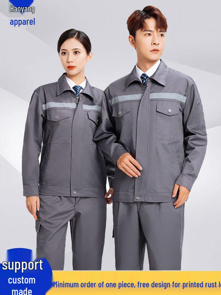 Men's Long Sleeve Workwear Set with Reflective Strips for Electricians and Auto Repair