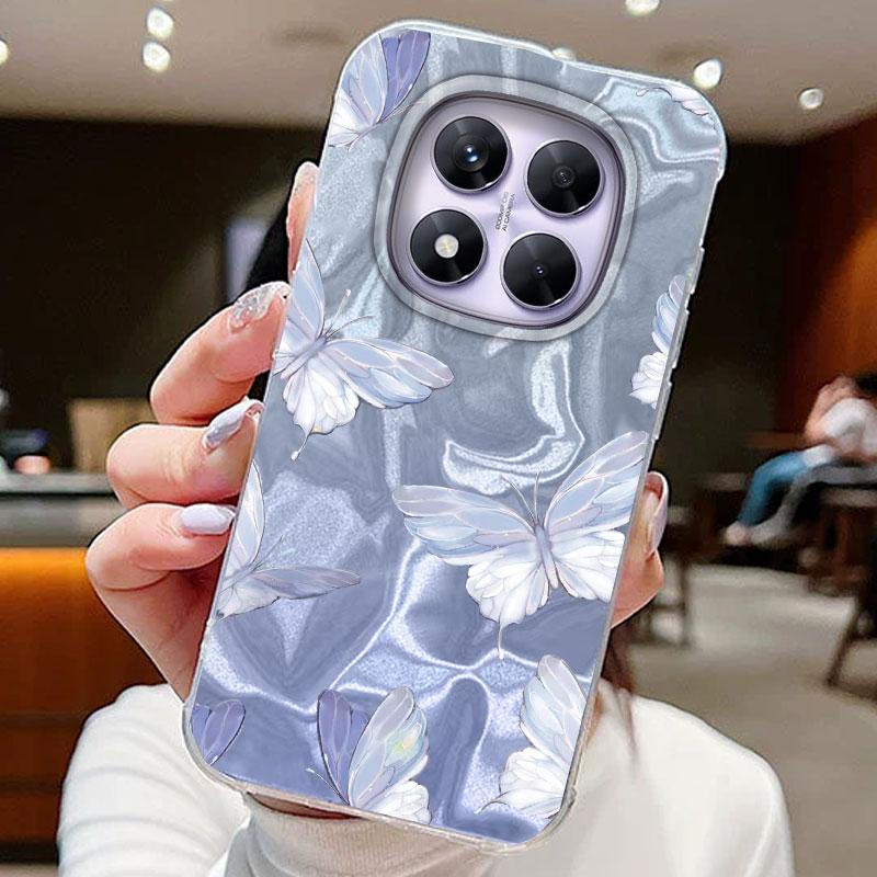 

Градиентные чехлы для телефона с синими бабочками для Xiaomi Redmi Note 14 13 Pro 13C 14C A5 A3 A4 13T 14T Силиконовые парные Fundas Чехол-накладка Redmi A3 Pro белый