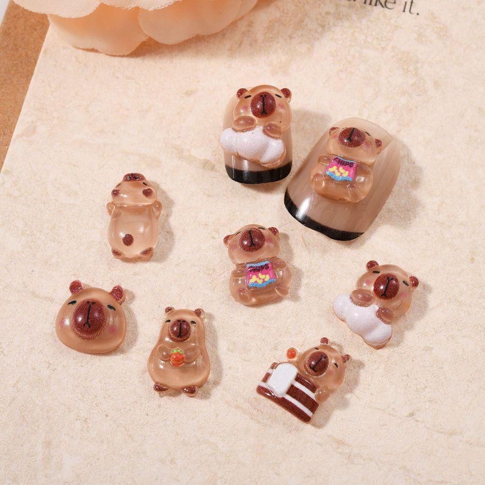 20pcs Capibala Nails Accessories Cute Cartoon Manicure Resin Charms Nail Art Decoration  Girls