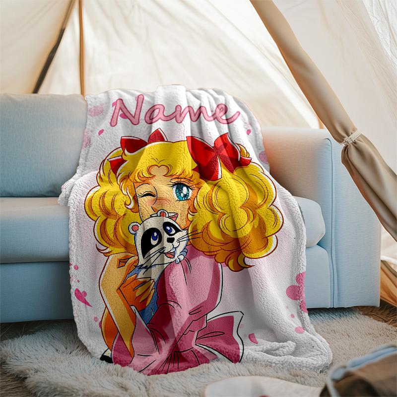 Personalized Custom Name Blanket - Candy Candy Print Design,Blanket for Sofa,Bed,Travel,Camping - Soft and Warm, Great Gift