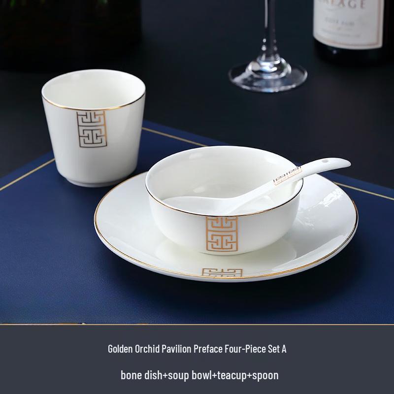 Sweet and Elegant Five-Star Hotel Bone China Tableware Set