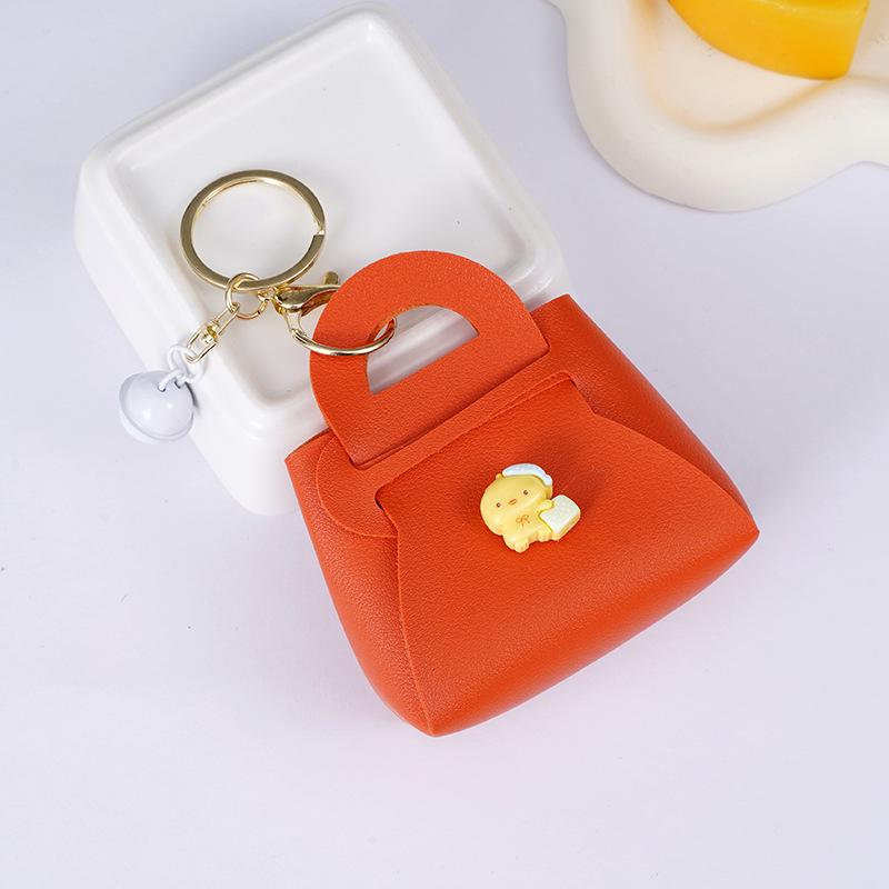 Korean Cartoon Couple Keychain Bag: Cute PU Charm & Earphone Holder Gift Pendant