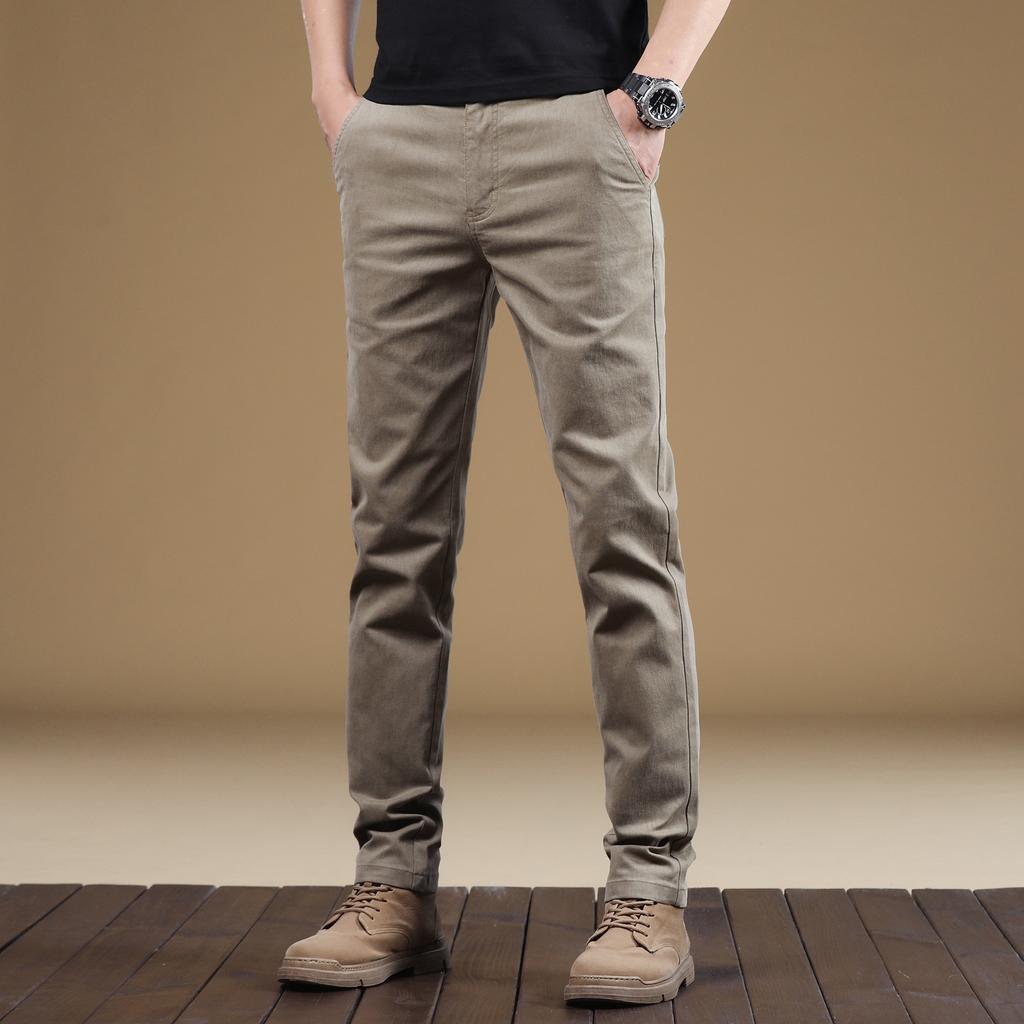 2024 Spring And Autumn Combed Plush/Regular Pure Cotton Simple Casual Loose Straight Men'S Business Elastic High End Pants