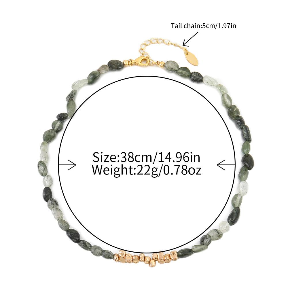GEMCHIC Women s Irregular Natural Stone Beaded Necklace with Gold Tone Geometric Accent - Vintage Ethnic Style Choker