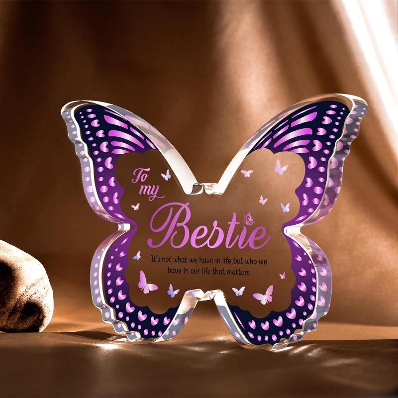 Best Friend Gifts (Women) – Butterfly Acrylic Plaques. For Female Bestie: Birthday, Xmas, Thanksgiving, Valentines.