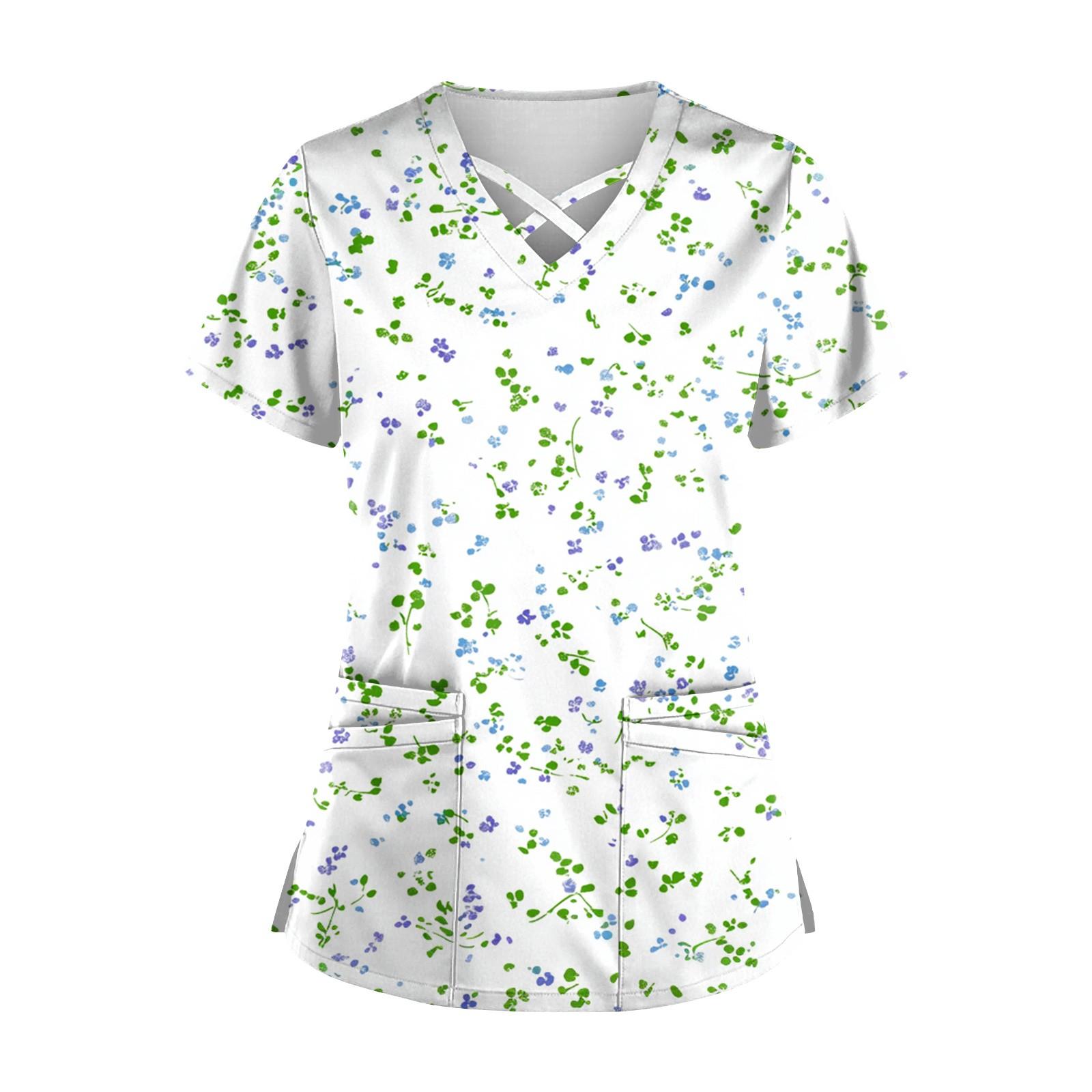 

Женский топ с коротким рукавом и V-образным вырезом, принтом и карманом Dry-nurse XL белый