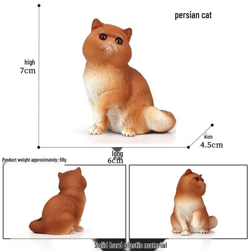 Three-Color Animal Model Plush Cat Toy - British Shorthair, Siamese, Persian, Orange, and Leopard Cat Simulation for Kids.