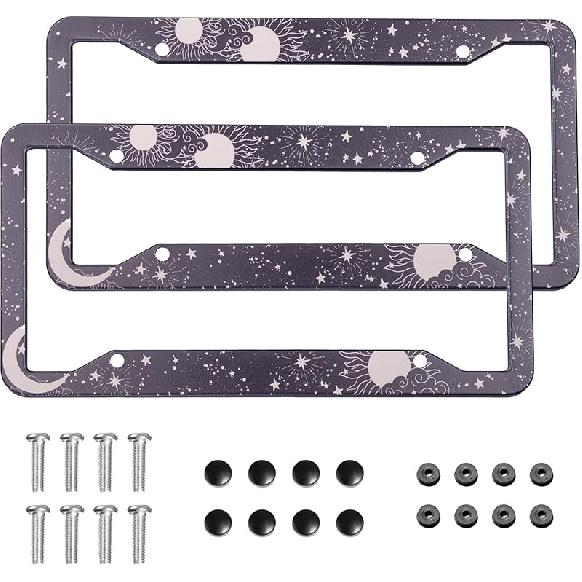 Mounta License Plate Frame 2 Pack Universal US Car Plate Holder Cover Accessories Decor With Screw For Women Man 12.3 X 6.3 Inch