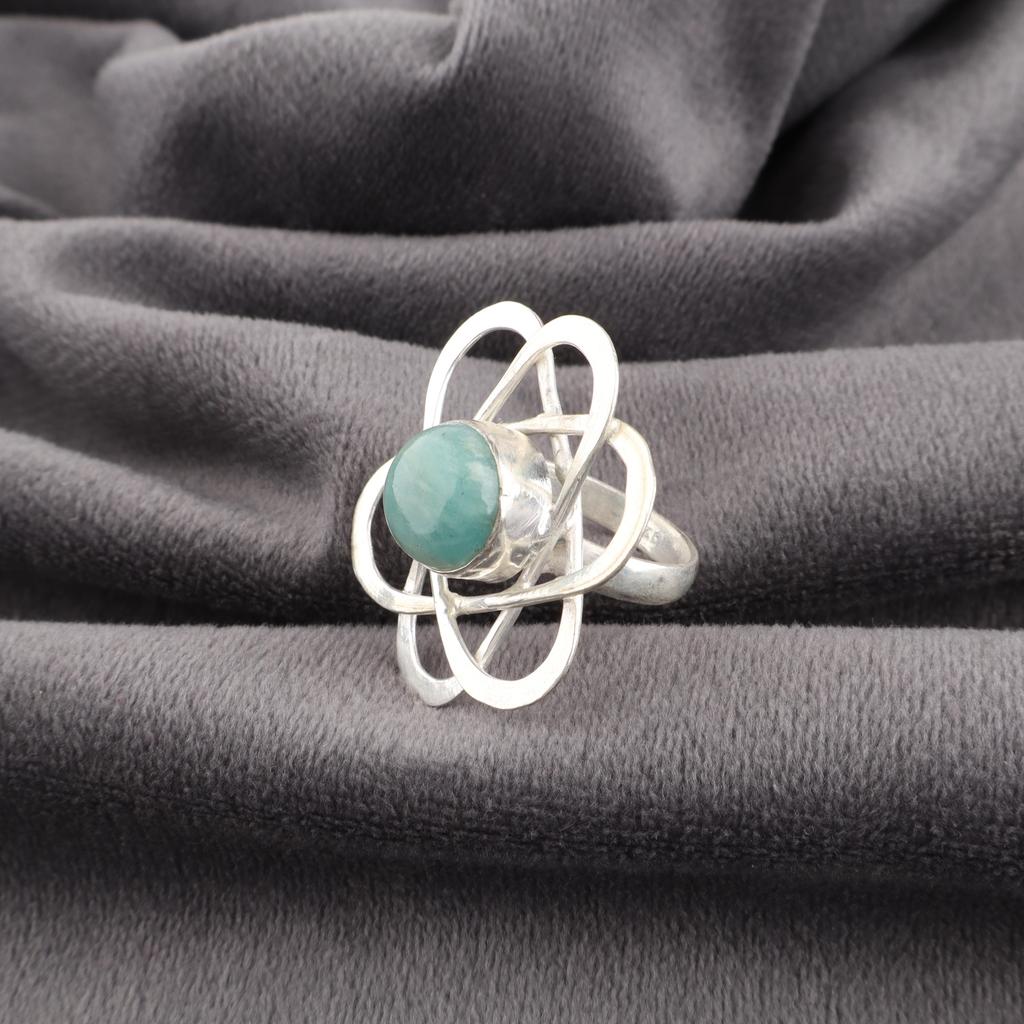 Amazonite 925 Sterling Silver Ring, Top Quality Gemstone Ring, Handmade Ring Jewelry, For Anniversary Gift