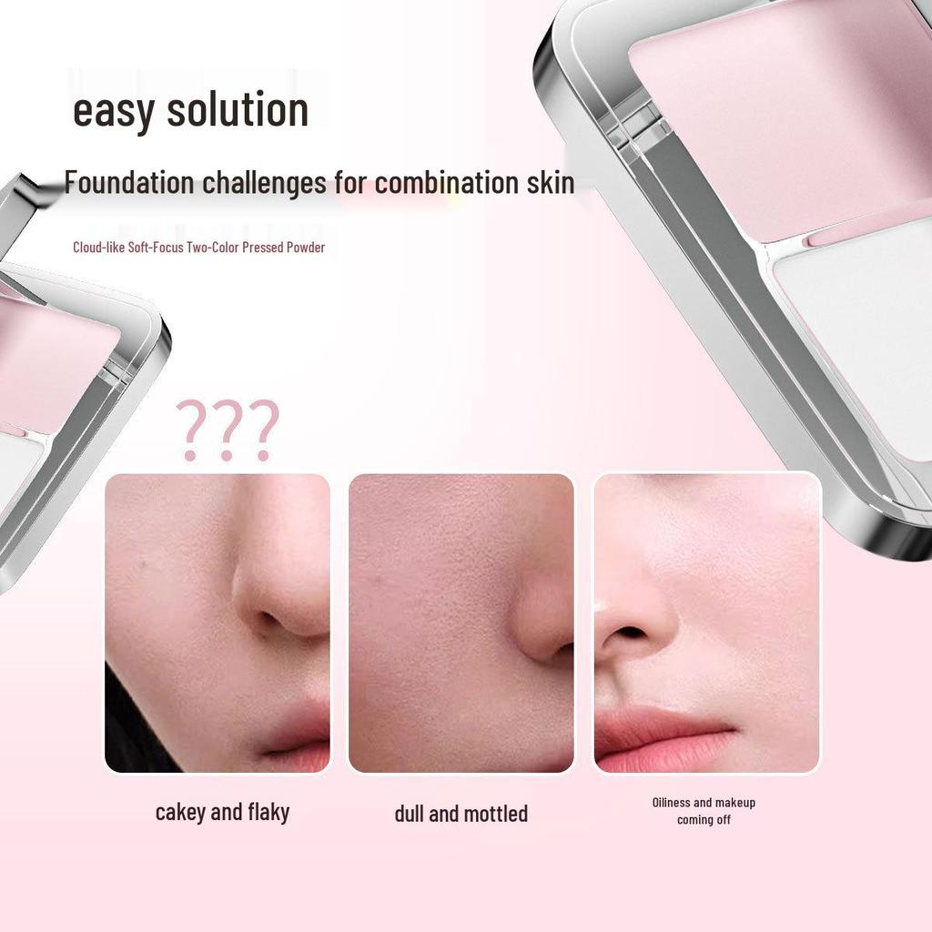 Cloud-Feel Matte Two-Color Pressed Powder: Natural Contouring Blush & Brightening Highlight Duo