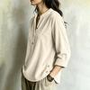 Chemise à Manches Longues Boutonnée Col en V en Velours Côtelé pour Femme, Style Décontracté