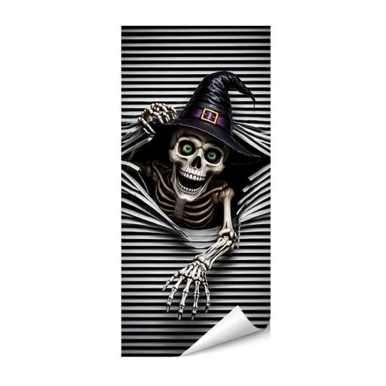 Outdoor Festive Atmosphere Decor Halloween Wall Stickers Trash Can Decal Stickers, Spooky Skull Ghost Horror Easy Application for Home Decals Garbage