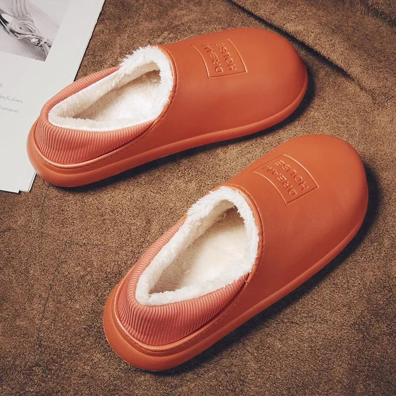 Chaussures pour Hommes Couple Femmes Chaussons d'Intérieur Recouvrant le Talon Intérieur et Extérieur Doux et Confortable Ajouter du Velours Imperméable Antidérapant Chaud